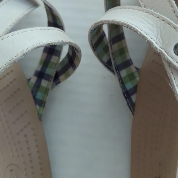 Crocs Open Toe Cork Wedge Strappy Slide Sandal 8 Creamy Beige Tan - Picture 4 of 16